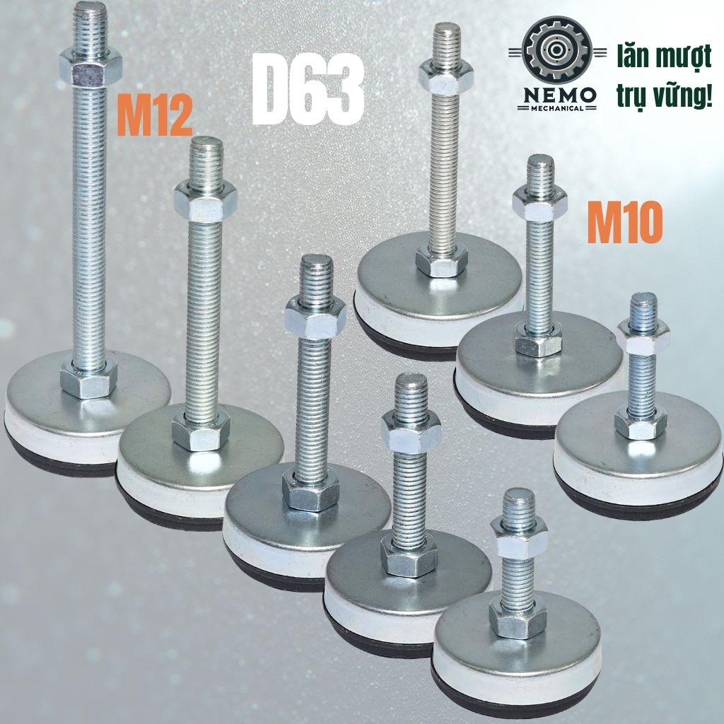 Chân Tăng Chỉnh Chống Rung – Đế Nylon, Cân Bằng Máy Móc (M10, M12)